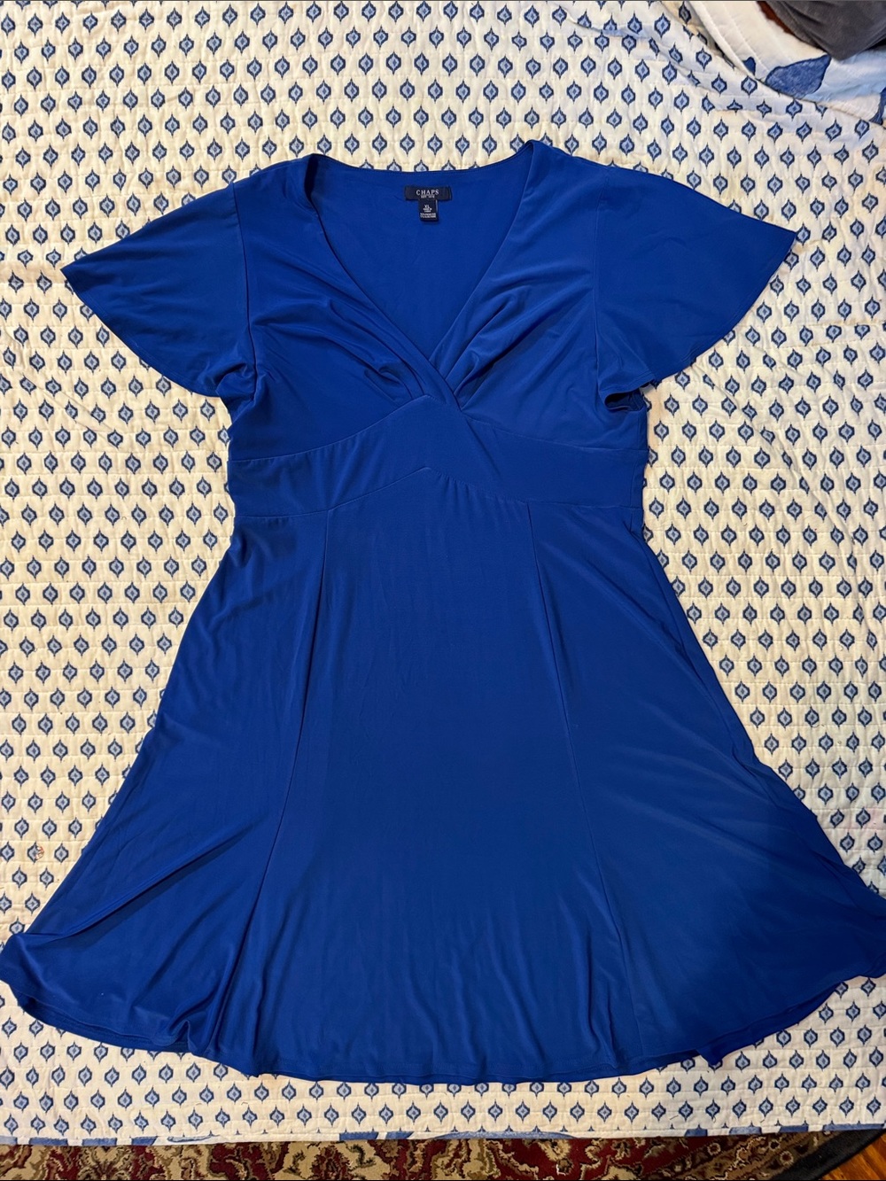 Chaps Royal Blue V-Neck Fit & Flare dress XL